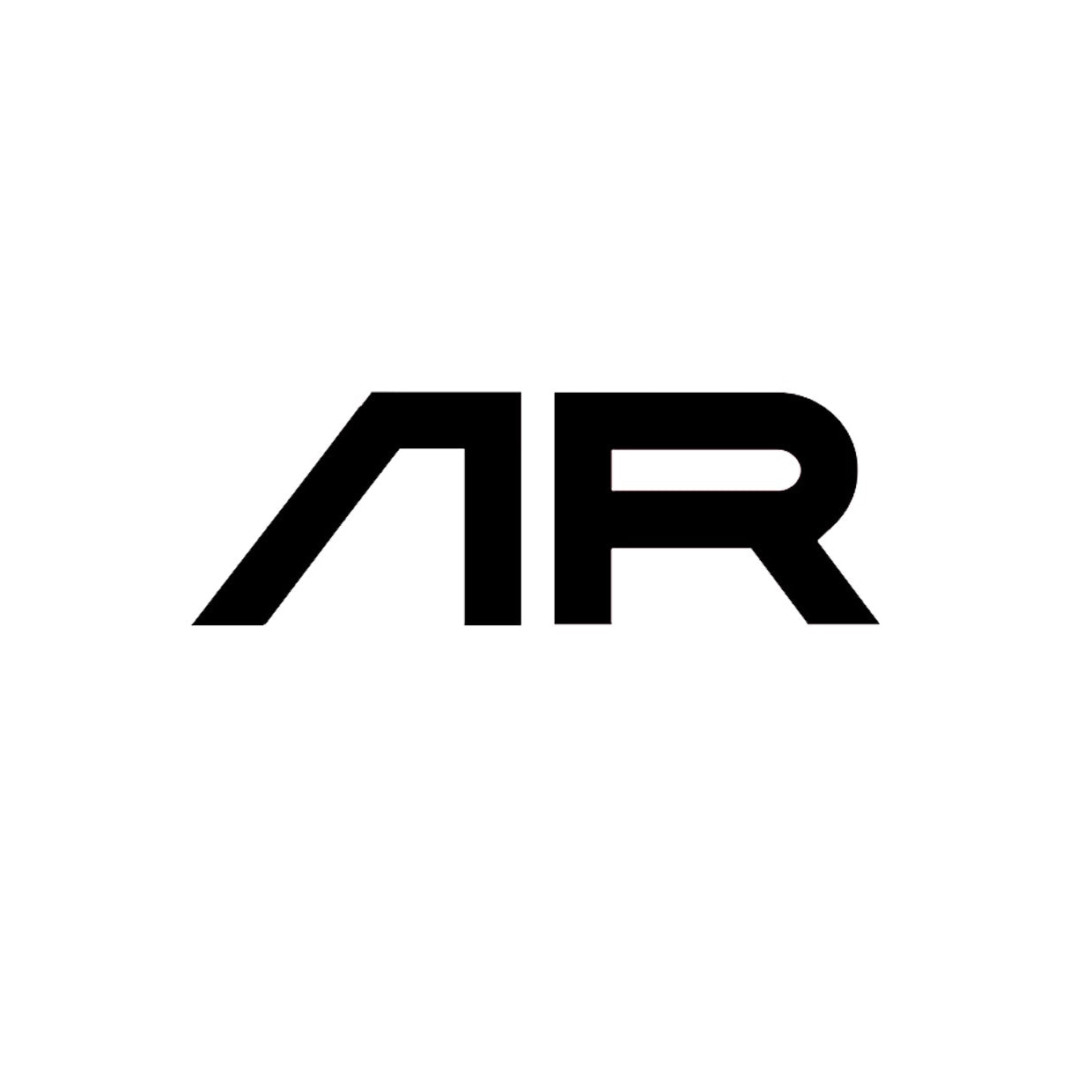 Black 'AR' logo on a white background